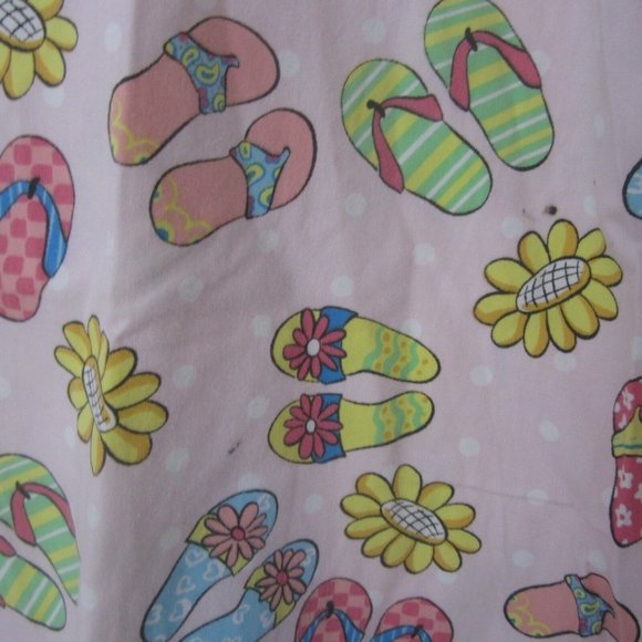 STAT Medical Scrub Shirt women sz L Cotton Polyester Flip Flops beach pink vtg - Picture 4 of 7